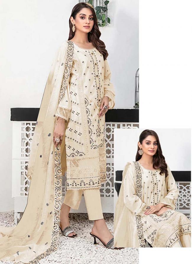 Faux Georgette Ivory White Festival Wear Embroidery Work Pakistani Suit 